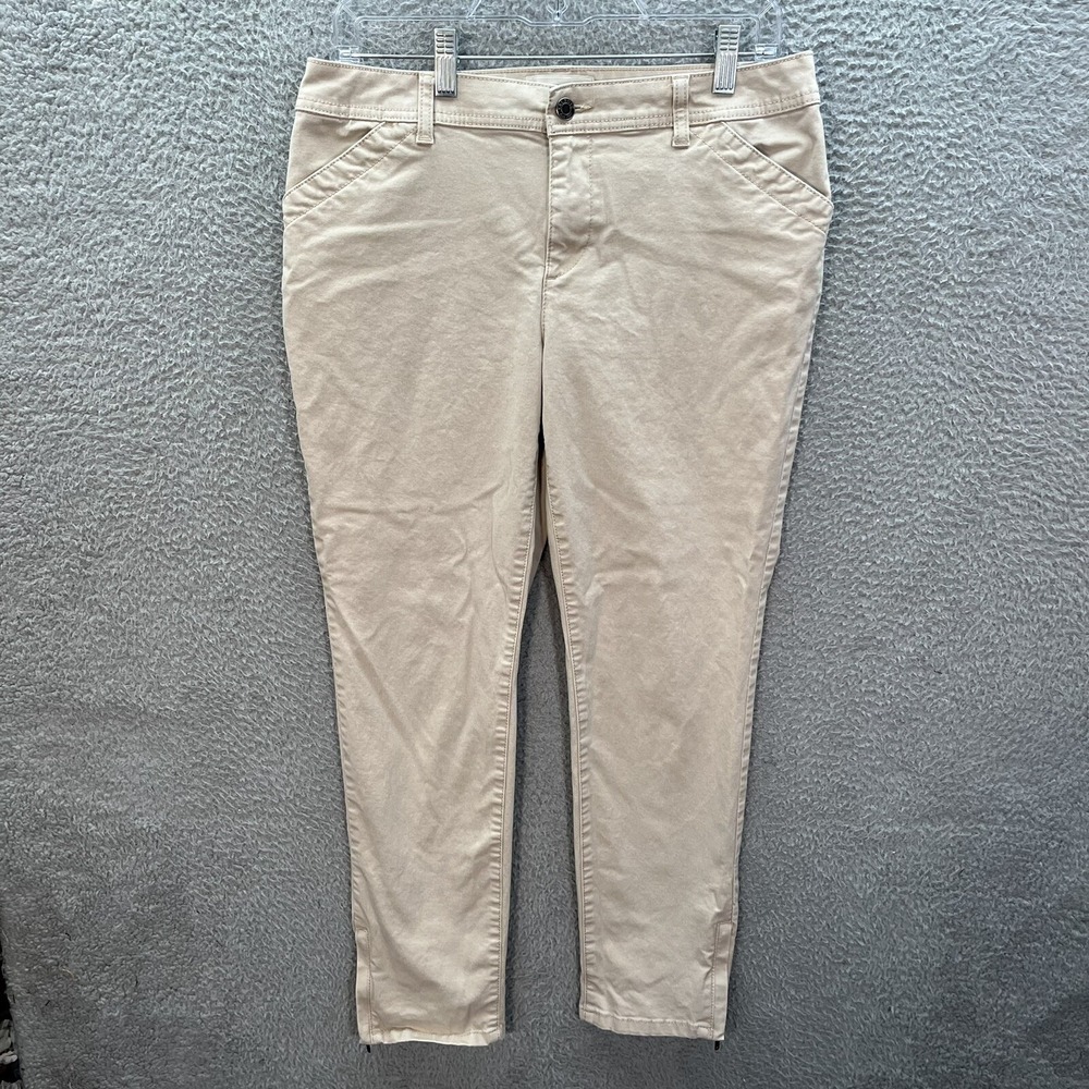 Talbots Pants‎ Womens 10 Petite Tan Side Zip Ankle Pant Careerwear Preppy Casual